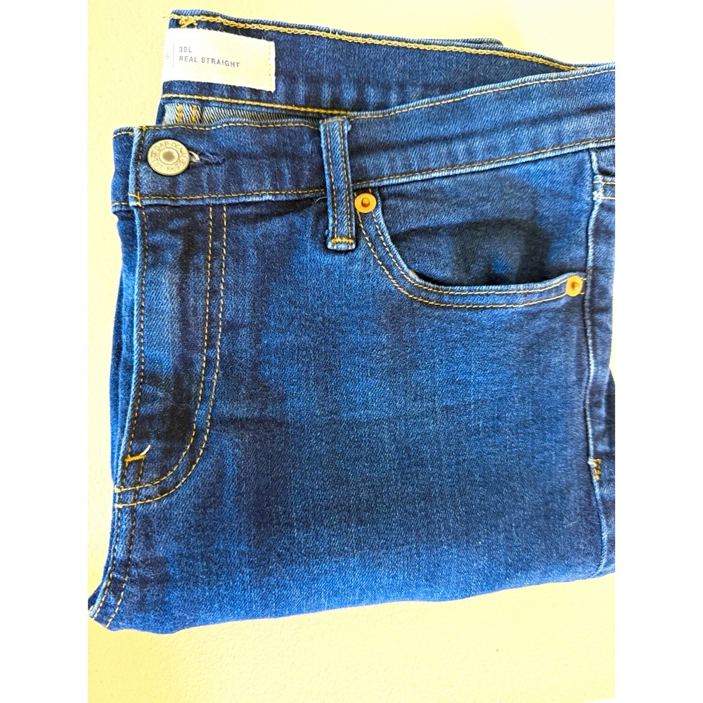 Gap 1969 Mens Blue Medium Wash Straight Fit Stretch Denim Jeans 32-34x30